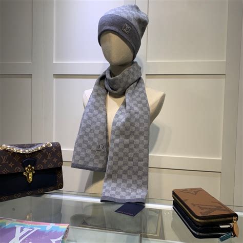 louis vuitton grey scarf and beanie|louis vuitton beanie for sale.